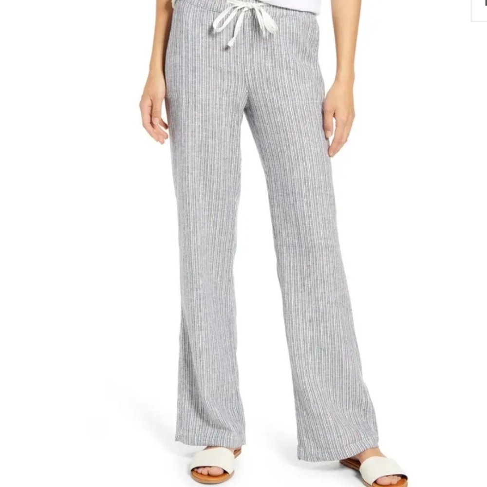 Caslon Striped Linen Pants Womens Size XL